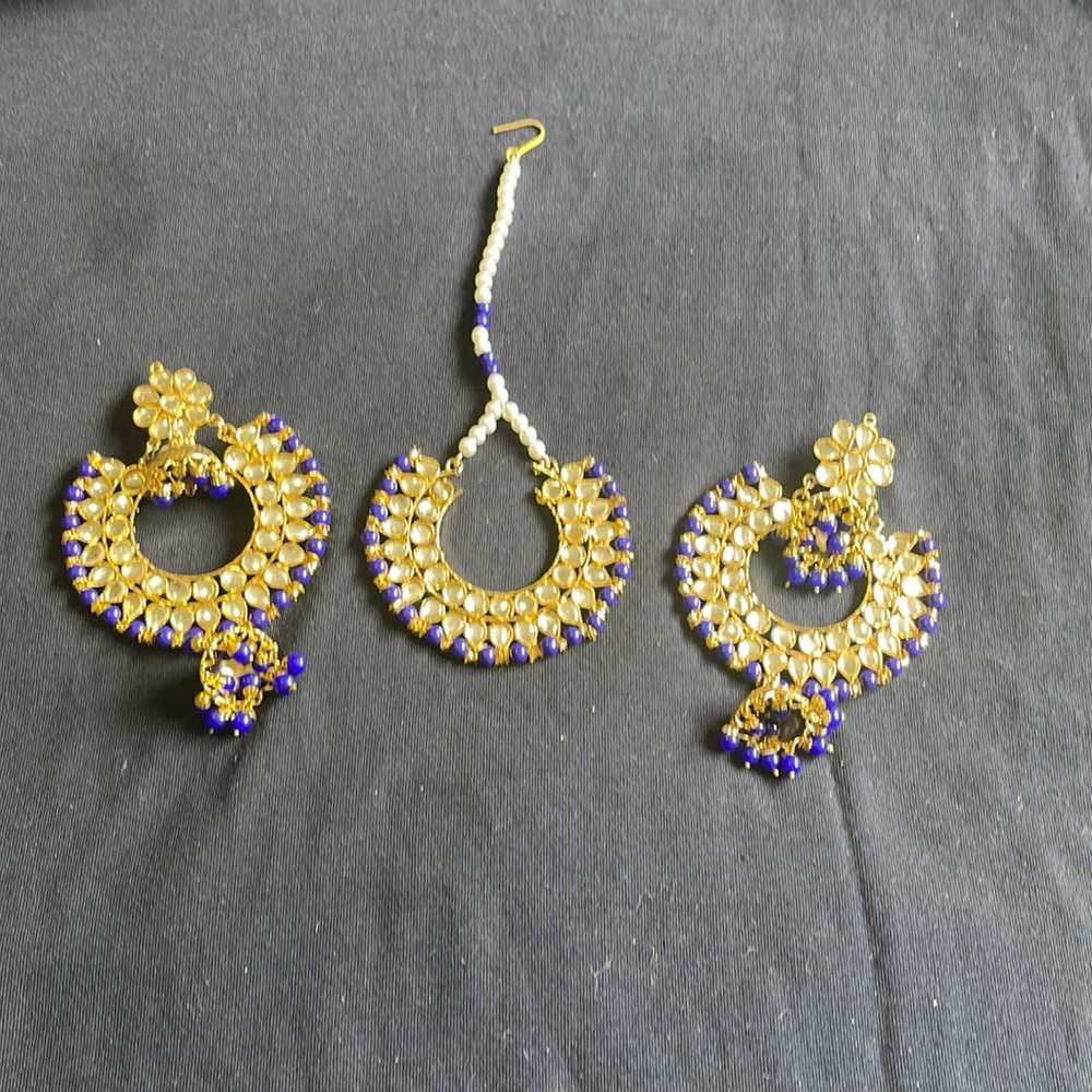 Earrings and tikka set- indian jewelry